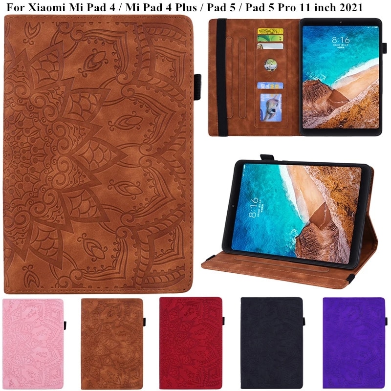 3D Flower Embossed Tablet Case for Xiaomi Mi Pad 4 Plus / Mi Pad 5 Pro Case Flip Stand Tablet Cover for Funda Mi Pad 4 MiPad5