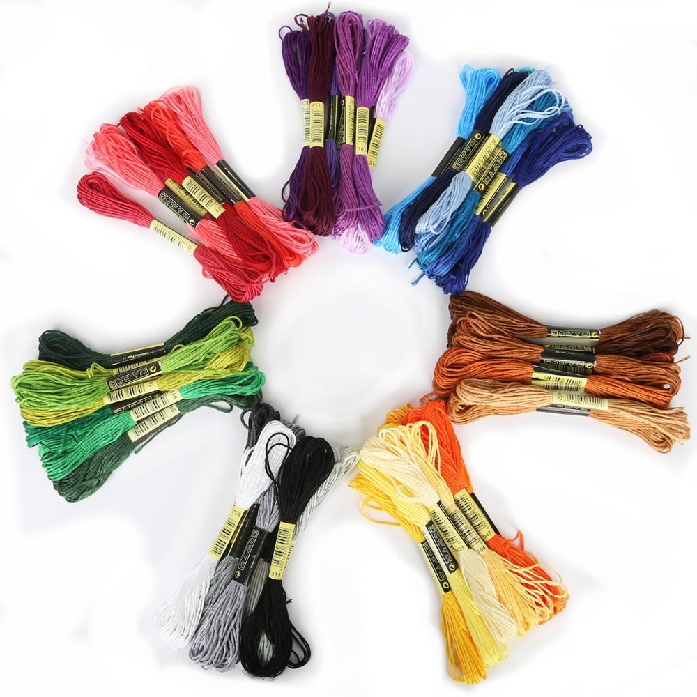 8 stk mix farver krydssting bomulds sy nøgler håndværk broderi tråd floss kit diy syværktøj tilbehør