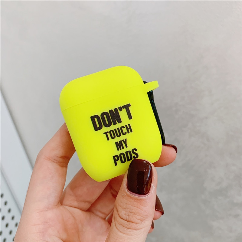 Fluorescent color Simple letter For Airpods Case Cute cartoon Bluetooth Earphone Protective Cover For Airpod 2 soft case: style 1