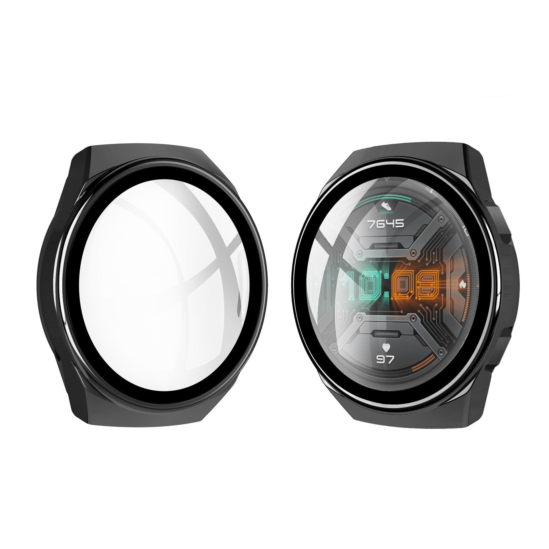 Per il caso di Huawei Orologio GT 2E GT2E GT2 GT 2 42 millimetri 46 millimetri di Copertura Completa Copertura Della Cassa Del Respingente con temperato Protezione Dello Schermo di Vetro: Black / Huawei GT2e