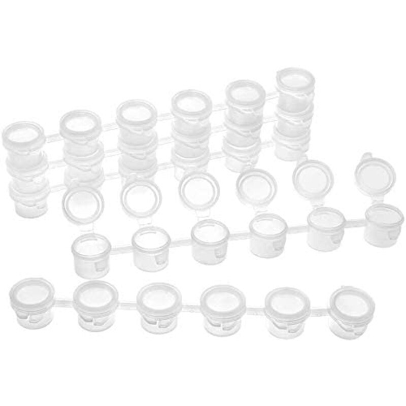 Graootoly 5 Strips 30 Potten Lege Verf Strips Verf Cup Potten, 10Ml/3.7oz Mini Verf Pot Strips Clear Plastic Opslag Containers