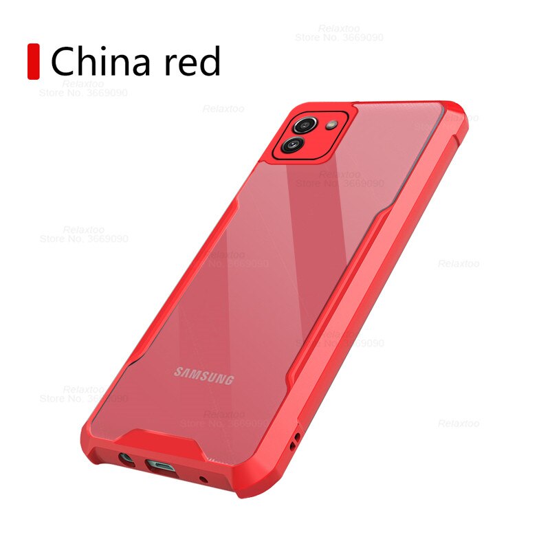 Przezroczysty akryl Heavy Duty tylna obudowa telefonu do Samsung Galaxy A03 S A 03 S 03 S 02S A02S SamsungA03 obudowa odporna na wstrząsy chroń Fundas: For Samsung A02S / red