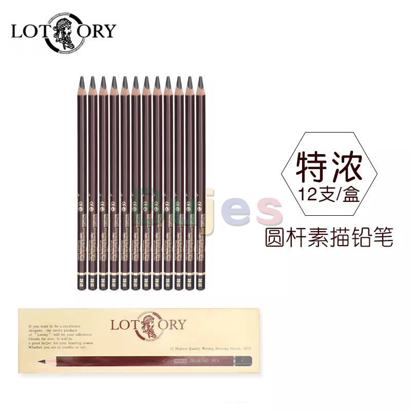 LOTORY-lápiz de dibujo grueso para principiantes, suministros de arte para bocetos, 2B, 4B, 6B, 8B, 14B: Extra thick
