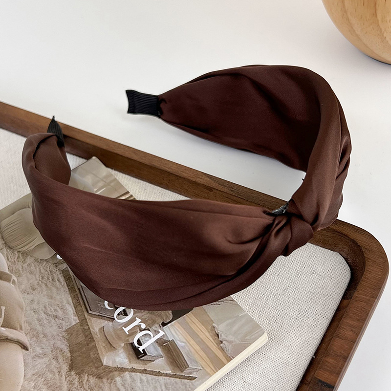 Diademas anudadas de satén de Color café Retro para mujer, diadema con temperamento, aro para el pelo, accesorios para el cabello de femenina: Lavanda