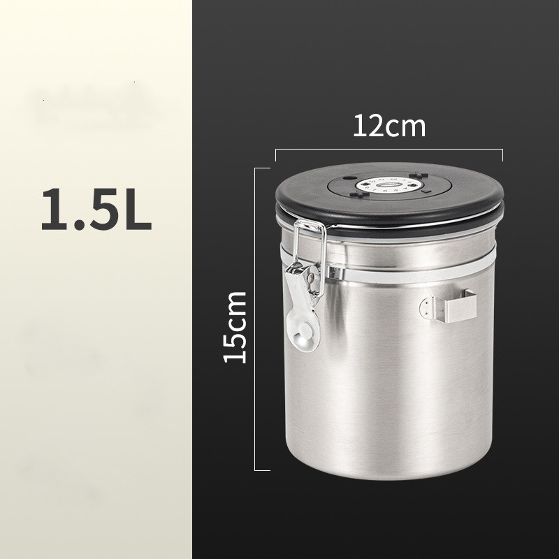Stainless Steel Coffee Canister Coffee Bean Storage Airtight Containers with Date with Spoon Vent Valve Kitchen Food Storage Jar: light green
