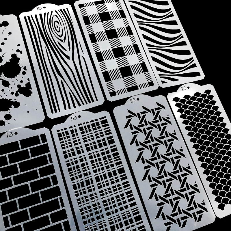 Painting Stencils 10 Sheets/set Abstract Plaid Drawing Templates Supplies for DIY Painting Art Projects School Giving