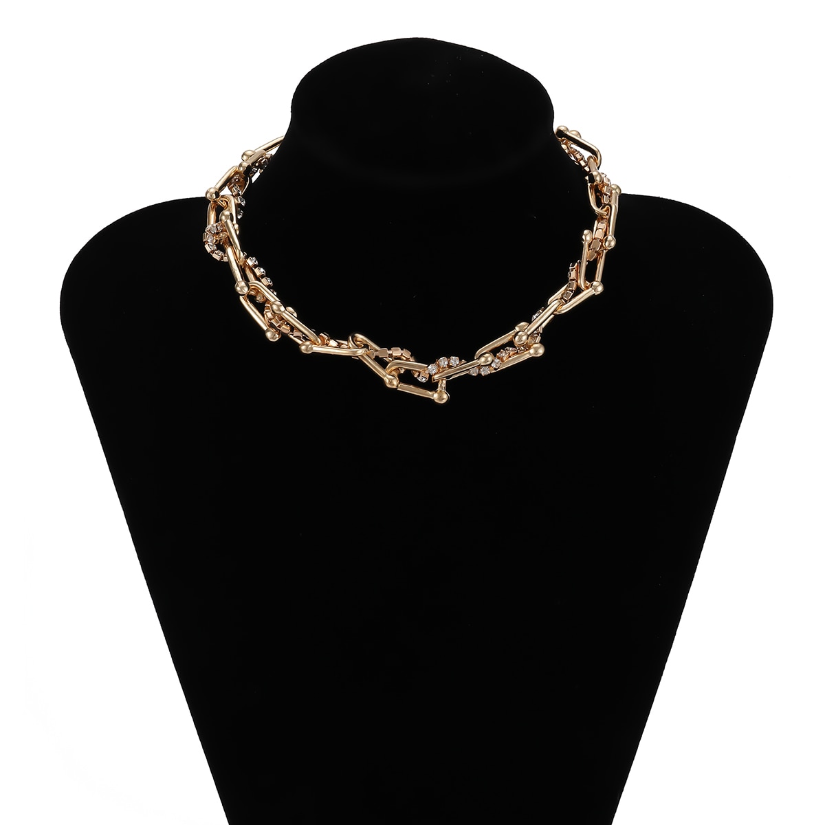 Goth-collier cubain cristal pour femmes, collier Boho, en forme de U, torsadé, chaîne épaisse à maillons épais, bijoux Punk et hommes