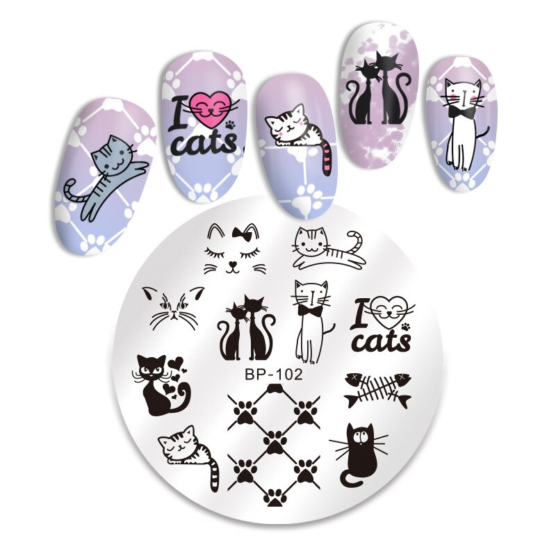 BORN PRETTY série animale estampage plaques timbre modèle hibou fleur Image plaque pochoir ongles outils d'impression: BP-102