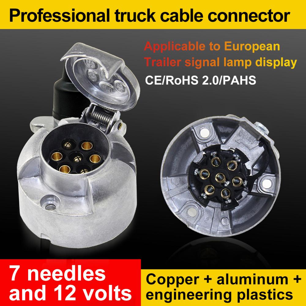 7-Pin Trailer Plug Socket Aluminum Round Trailer Connector Truck Cable Connector Accessoires Truck Trailer Coupling Hitch Lock
