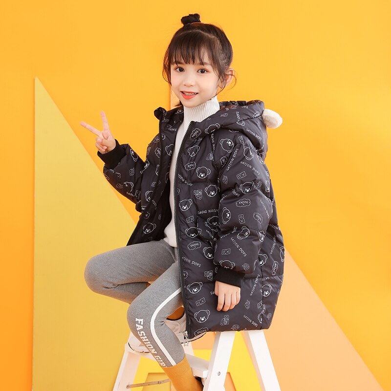 Peuter Meisje Winter Kleding Cut Konijn Hooded Jassen Voor Meisjes Cartoon Patroon Rits Baby Parka 'S &amp; Down