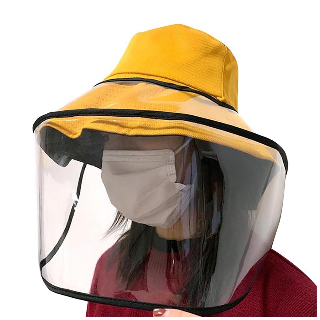 Removable Protective Cap Outdoor Sport Hiking Visor Hat UV Protection Anti-fog hat Face Neck Cover Fishing Sun Hat: Yellow