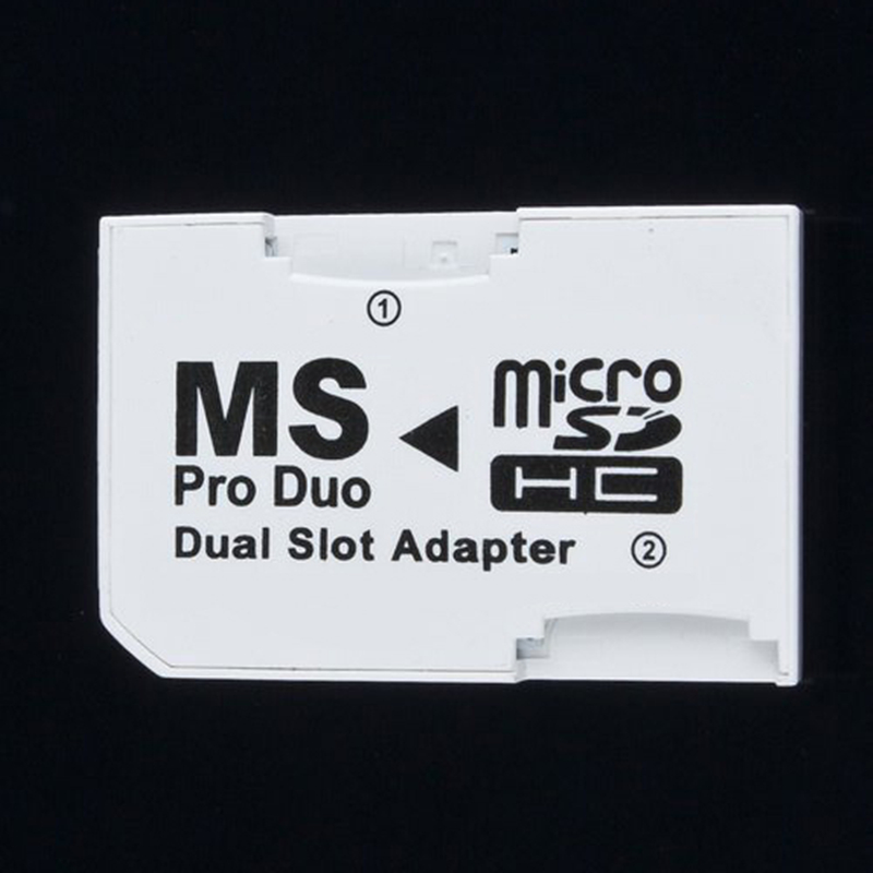 Dual 2 Slot Micro Geheugen Tf Naar Memory Stick MS Card Pro Duo Adapter Voor Psp 64 Mb Tot 8 Gb Tf Card + Memory Stick Converter Wit