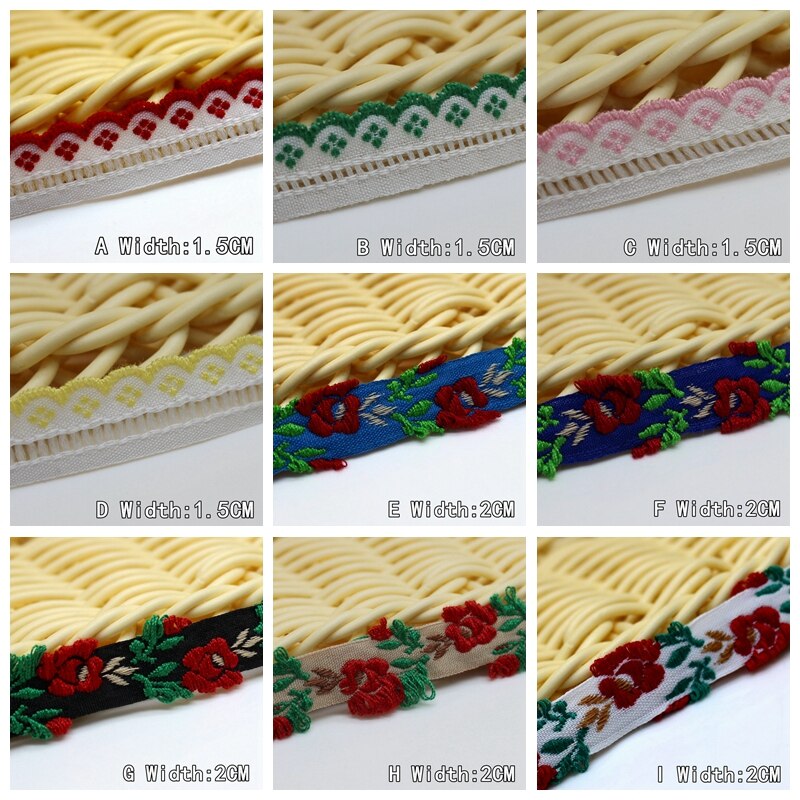 2 yards/lot japon doux Kawai style fille cheveux boucles d'oreilles et un chapeau de paille garni dentelle tissé jacquard sangle bricolage Zakka ruban