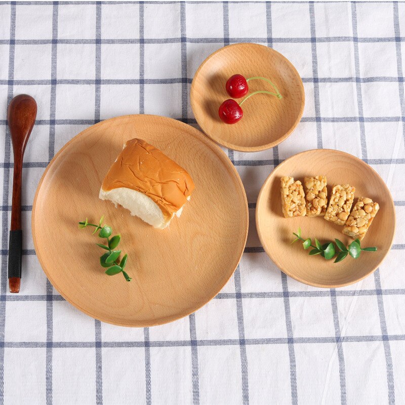 1 bandeja redonda de madera para cuencos de comida soporte de placas para servir aperitivos bandejas para ensaladas