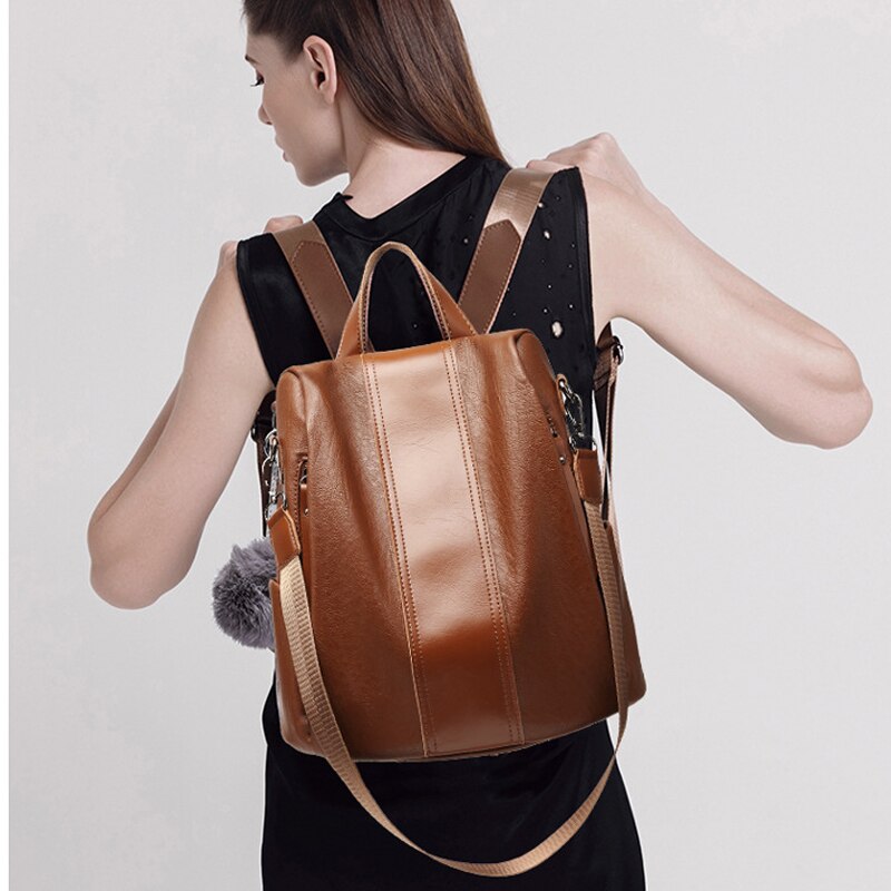 LYKANEFU Import PU Couro Estilo Preppy Mulheres Mochila Bolsa de Ombro Ocasional Saco de Couro Escola Mochilas para Meninas Adolescentes