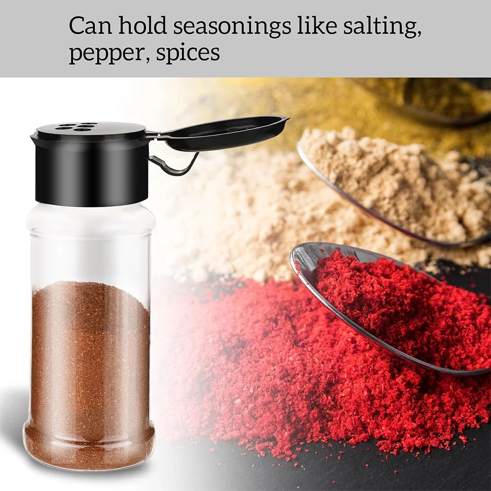 Tarro de especias de plástico transparente, botella de condimento de cocina, sal, pimienta, recipiente, tarro de condimentos para barbacoa, herramientas de almacenamiento de especias de cocina