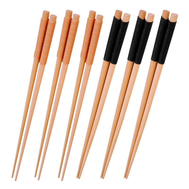 Palillos reutilizables de madera, palillos para cortar el pelo, aptos para lavavajillas, japoneses, chinos, coreanos, 6 pares: Default Title