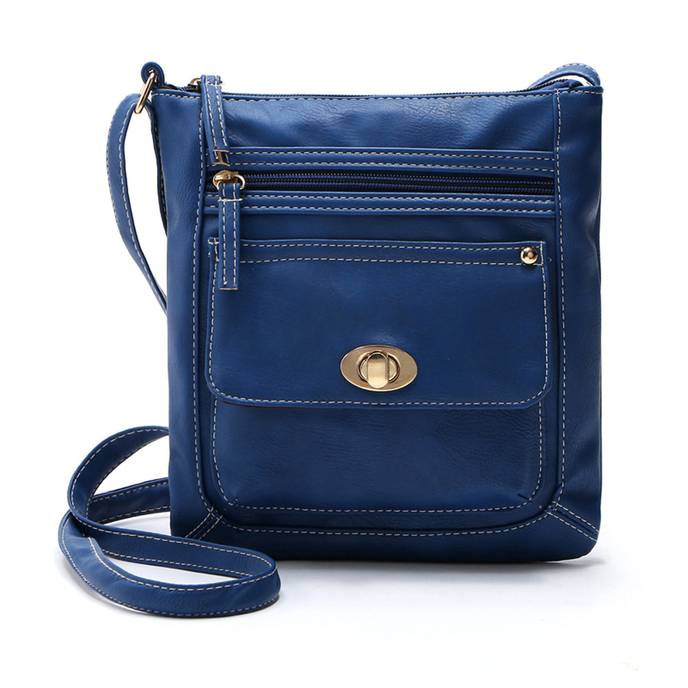 Womens Leather Satchel Cross Body Bags Britse Mode Eenvoudige Kleine Vierkante Handtas Draagbare Toevallige Schouder Tas P2: Blauw