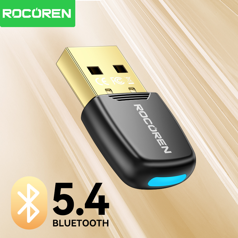 Rocoren Bluetooth Adapter USB Bluetooth 5.4 for PC Dongle Adaptador Wireless Mouse Keyborad Music Audio Receiver USB Transmitter