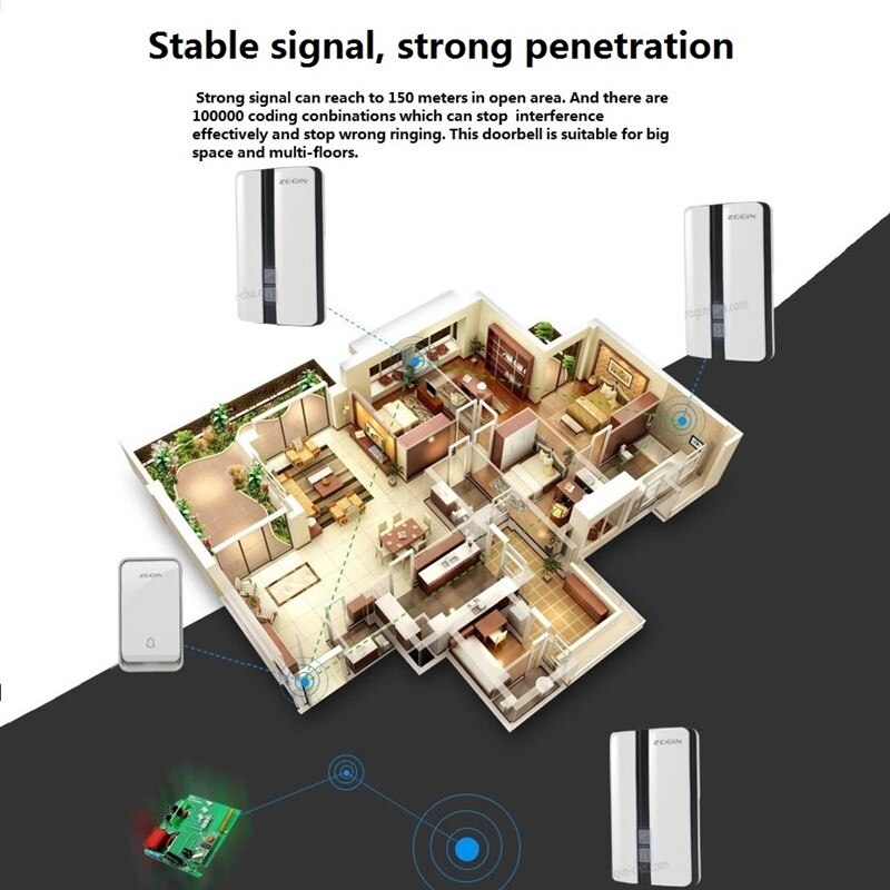 Timbre inalámbrico a prueba de agua, timbre de casa con control remoto, 150M, Wifi, autopotencia, timbre inteligente, Dingdong, sin batería