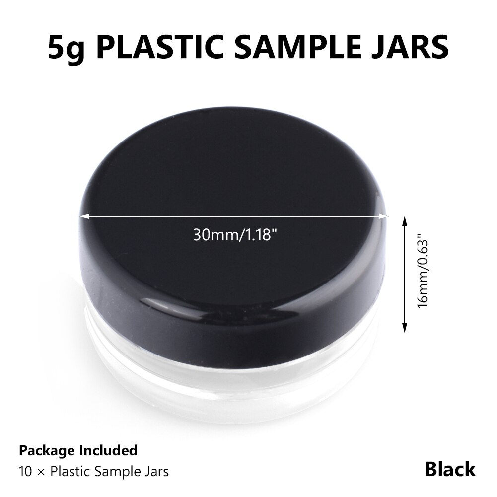 10pcs 3g/5g Empty Plastic Clear Cosmetic Jars Makeup Container Lotion Bottle Vials Face Cream Sample Pots Gel Box Plastic Sample: 5g Black