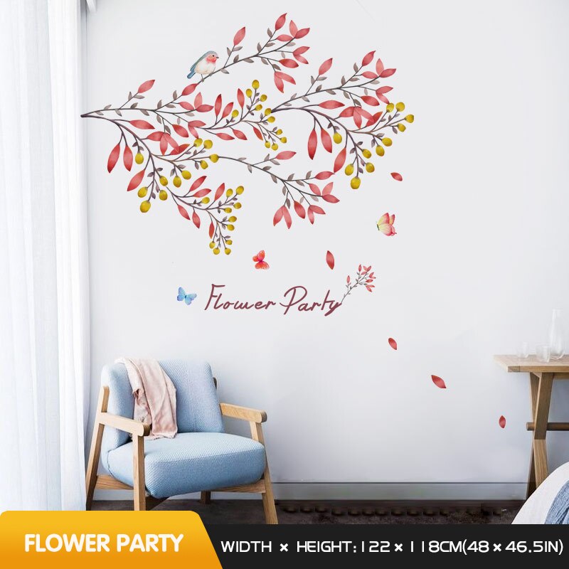 Vogelkooi Thuis Behang Verwijderbare Muurstickers Woonkamer Slaapkamer Sofa Achtergrond Decoratieve Stickers Kamer Decoratie: Bird on branch