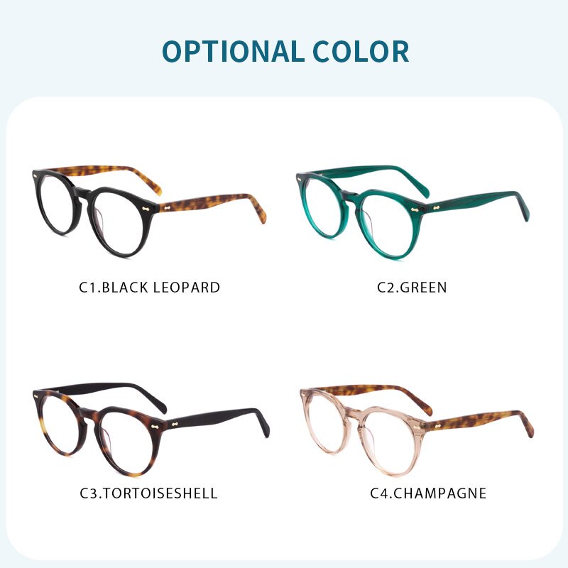 Lanspace-gafas redondas con montura de cristal para mujer, lentes transparentes Vintage, para miopía, luz azul