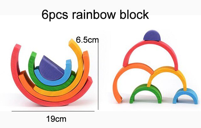 Baby Toys Large Rainbow Stacker Wooden Toys for Kids Rainbow Building Blocks Montessori Educational Toy Children: 12