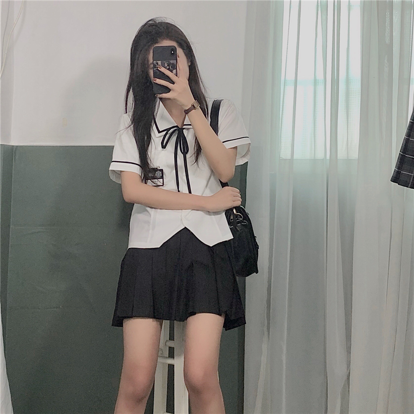 Japanese Anime School Girl JK Uniform High Waist Skirt JK Suit University Sweater College Short Pleated Skirts Women