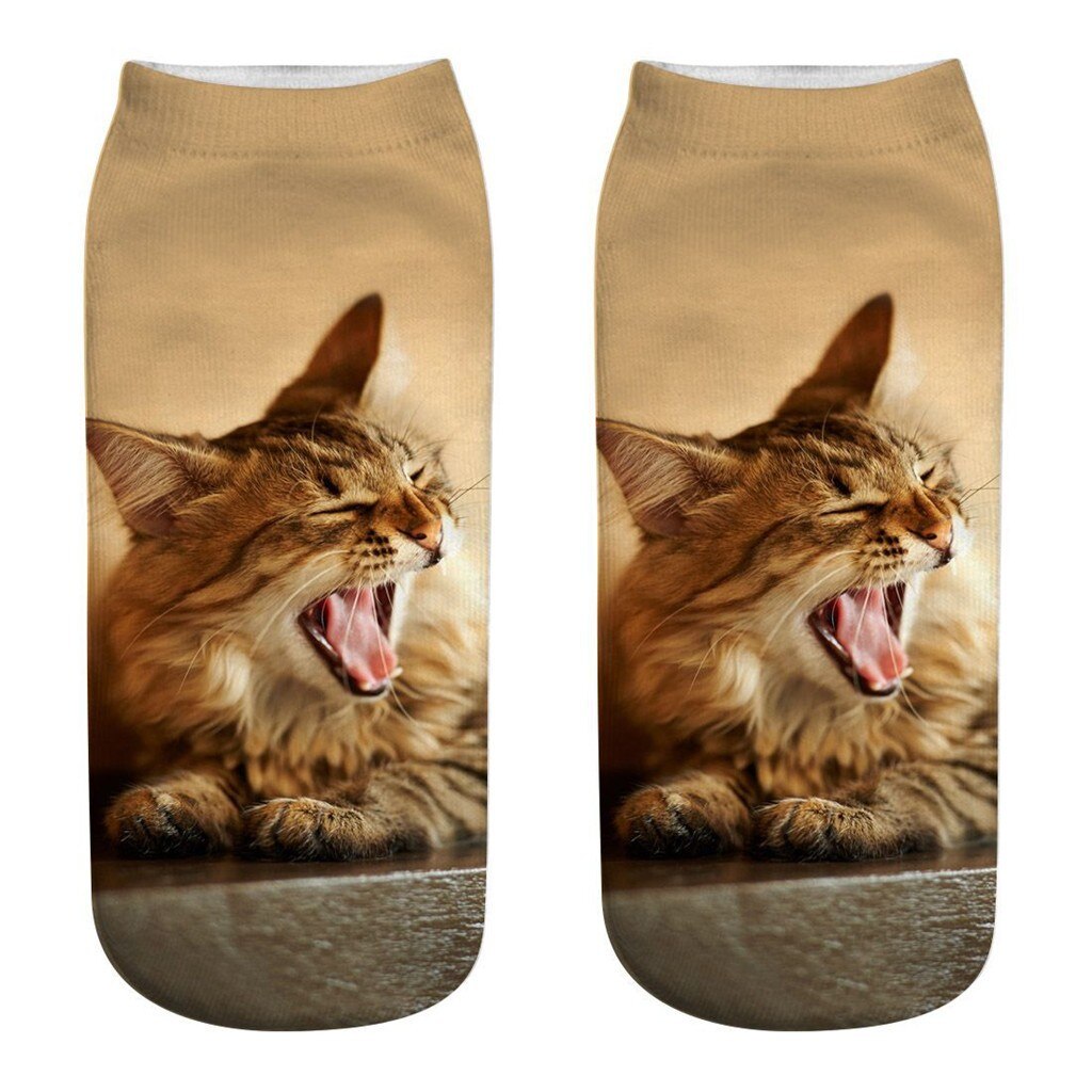 #30 Funny Socks Women Men 3d Novelty Crazy Funny Cat Ankle Socks Cute Colorful Cartoon Low Cut Socks Kobieta Skarpety: I