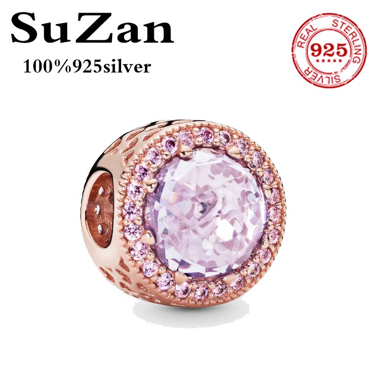 Suzan Reale Dell'argento Sterlina 925 del Branello di Fascino del Reflexions Eleganza Clip Con Perline di Cristallo Misura Pan Braccialetti Donne Gioielli Fai Da Te