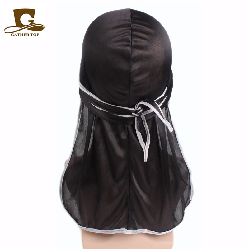 Unisex hombres mujeres satén transpirable Bandana sombrero sedoso Durag doo du trapo diadema de cola larga