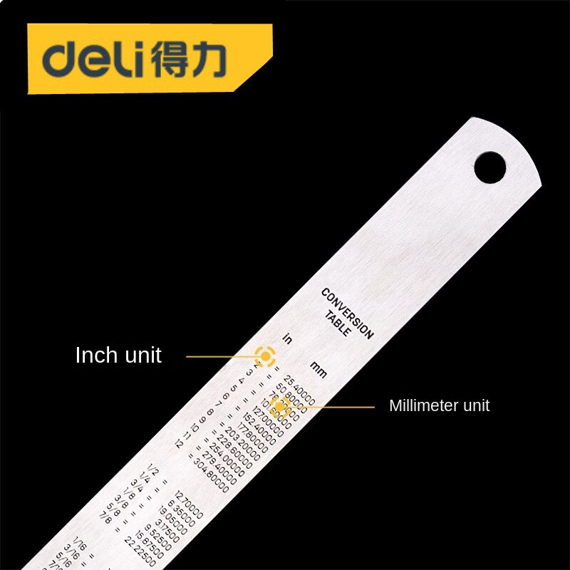 Deli Tool 1 szt. Wiele specyfikacji Linijka pomiarowa do obróbki drewna 15/20/30/50cm Wielofunkcyjne narzędzia precyzyjne ze stali nierdzewnej