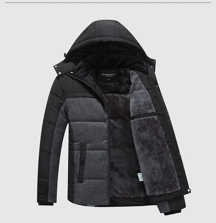 Winter Ski Jacket Men Waterproof Windproof Fleece Snow Jacket Thermal Cotton Coat For Outdoor Mountain Skiing Snowboard Jacket: Black / L