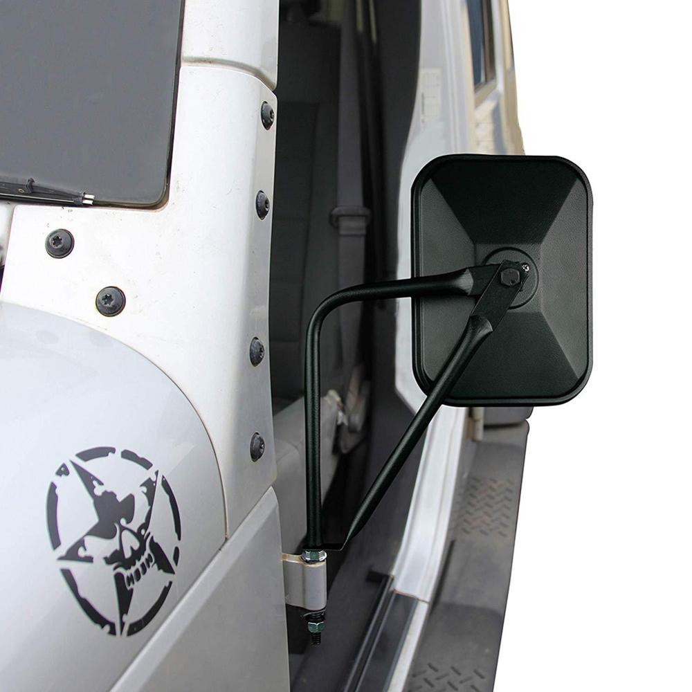 Rétroviseurs latéraux de voiture 2 pièces rétroviseurs carrés sans porte pour Jeep Wrangler CJ YJ TJ JK JL