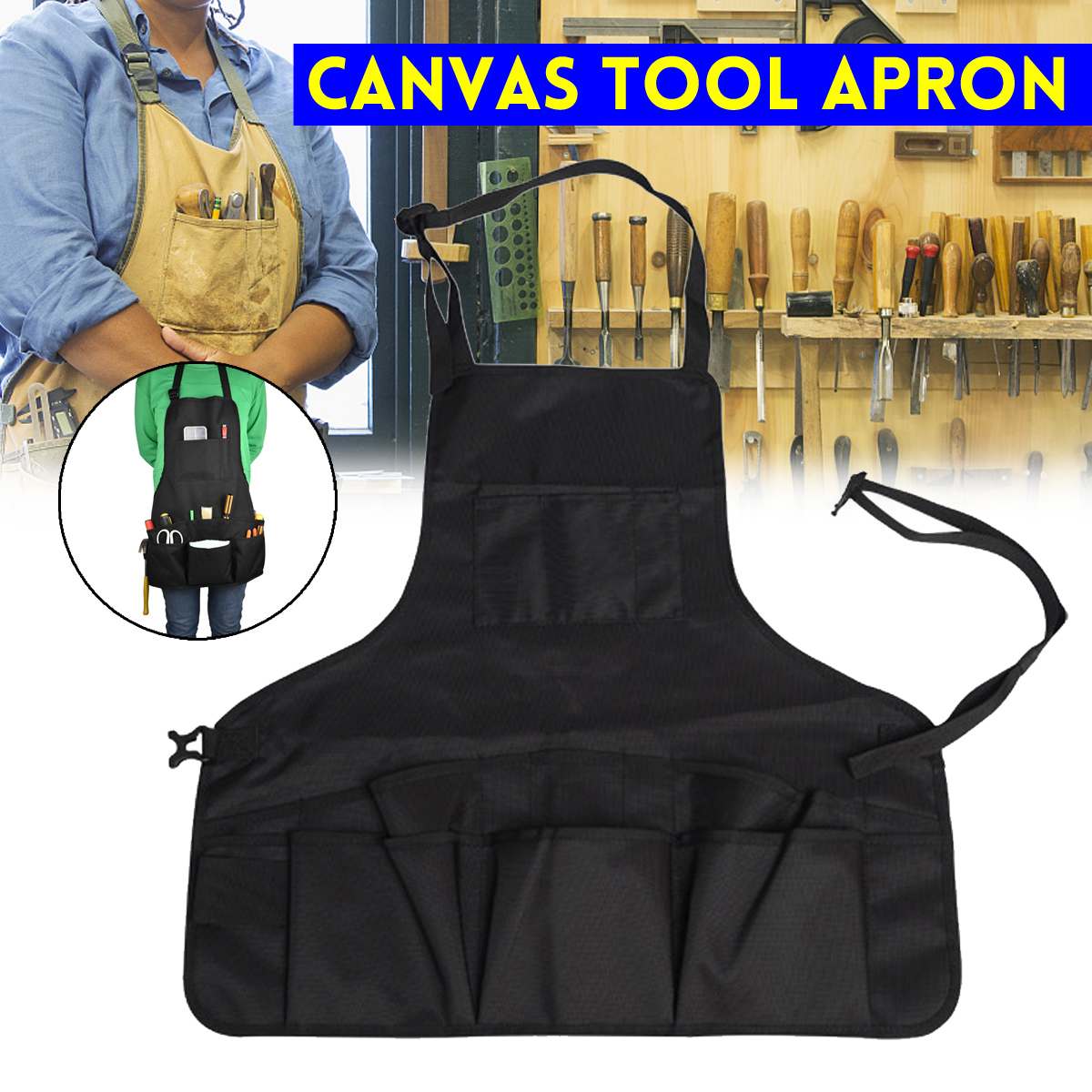 Waxed Canvas Tool Work Shop Apron Heavy Duty Woodworking Welding Workshop Bag Holder Working Apron Multifunctional Durable Tool