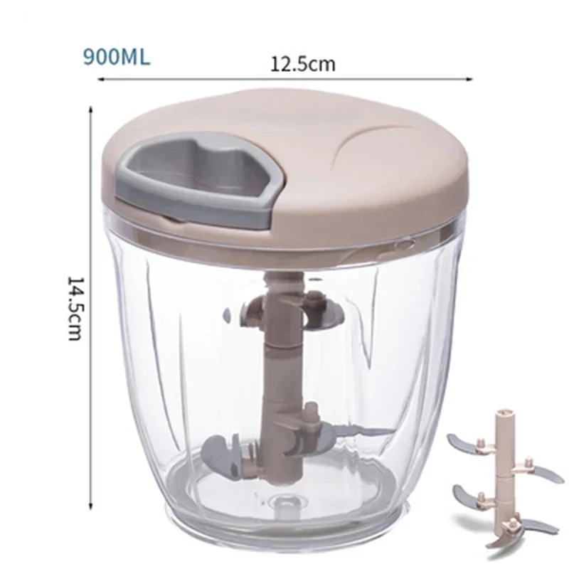 500/900ML Knoflook Chopper Handmatig Draaien Groentesnijder Chopper Slicer Fruit Knoflook Crusher Keuken Gadget Blenders Vleesmolen: plum