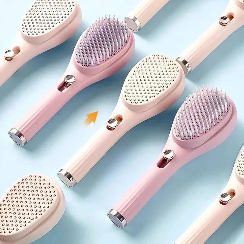 Brosse de Massage du cuir chevelu blanc rose bleu, peigne télescopique Portable, peigne à cheveux autonettoyant pour femmes, outil de coiffure de Salon, peigne magique Compact