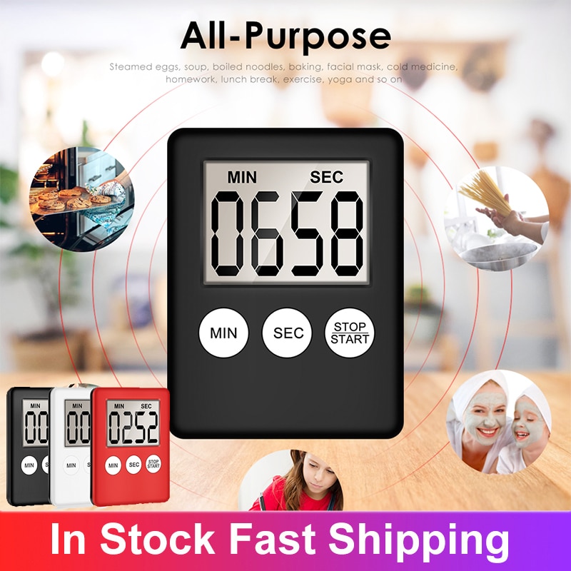 1Pc Super Thin LCD Digital Screen Kitchen Timer Cooking Loud Count Up Countdown Alarm Magnet Clock Temporizador Digital