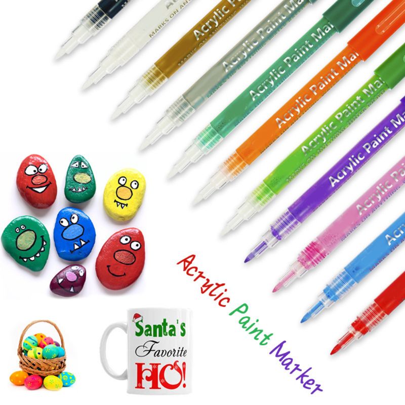 12/28 colores punta fina lavable acrílico pintura marcadores para cerámica vidrio madera lienzo Scrapbooking niños artesanía