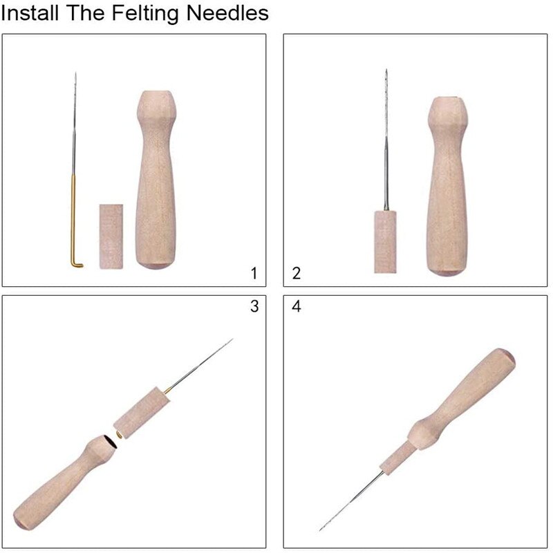 MIUSIE, fieltro de lana, herramienta para fieltro, Kit de aguja para fieltro para principiantes, suministros de fieltro de lana, accesorios de costura para manualidades