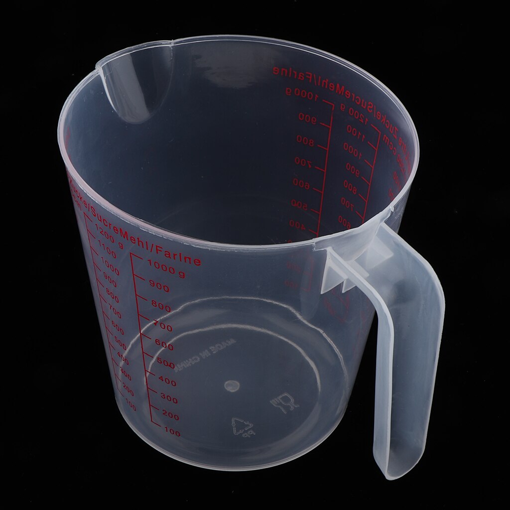 Measuring Cup Plastic Beaker - Heat Resistant Transparent Labs Graduated Beakers 1200ml