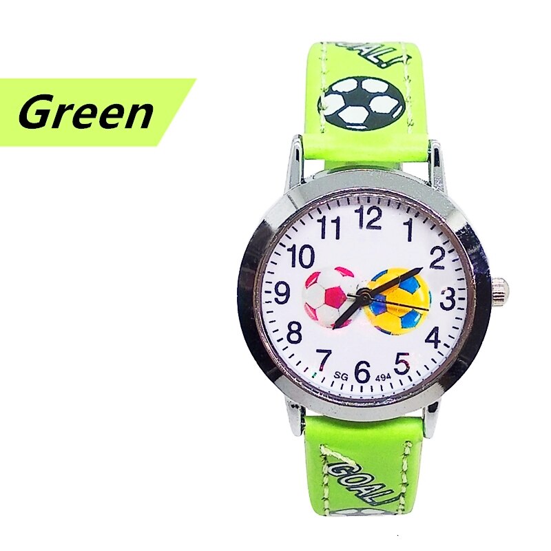 Wysokiej jakości piłka nożna zegarek dzieci skórzane cyfrowe zegarki dla dzieci dziewczyny chłopcy prezent urodzinowy dziecko wodoodporne zegarki kwarcowe zegar: zielony