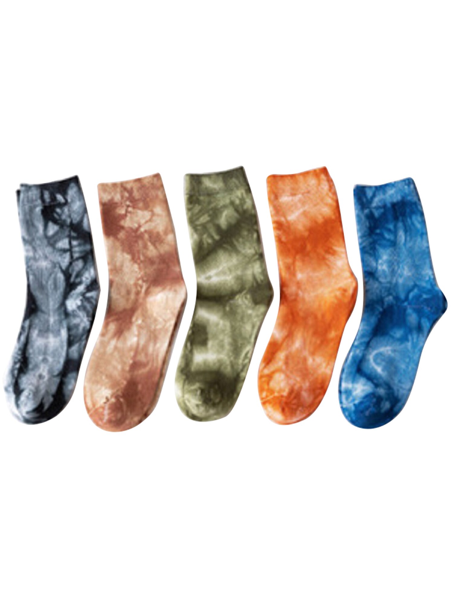 Men Women Cotton Crew Socks, Casual Breathable Tie Dye Printed Socks for Outdoor Hiking Jogging