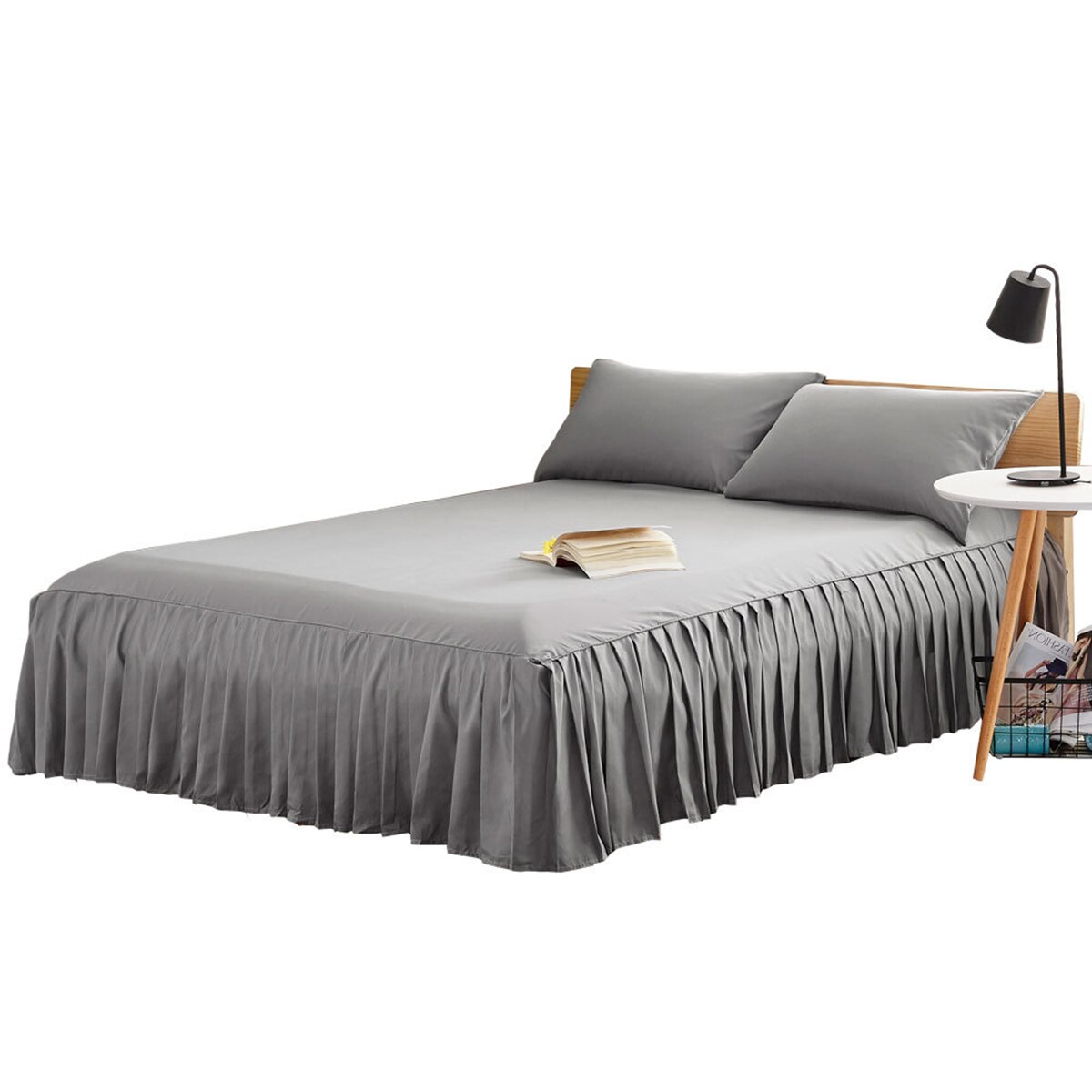 4 Colors 4 Sizes Solid Color Bed Skirt Bed Home Hotel Fitted Sheet Cover Bedspread Pillowcase