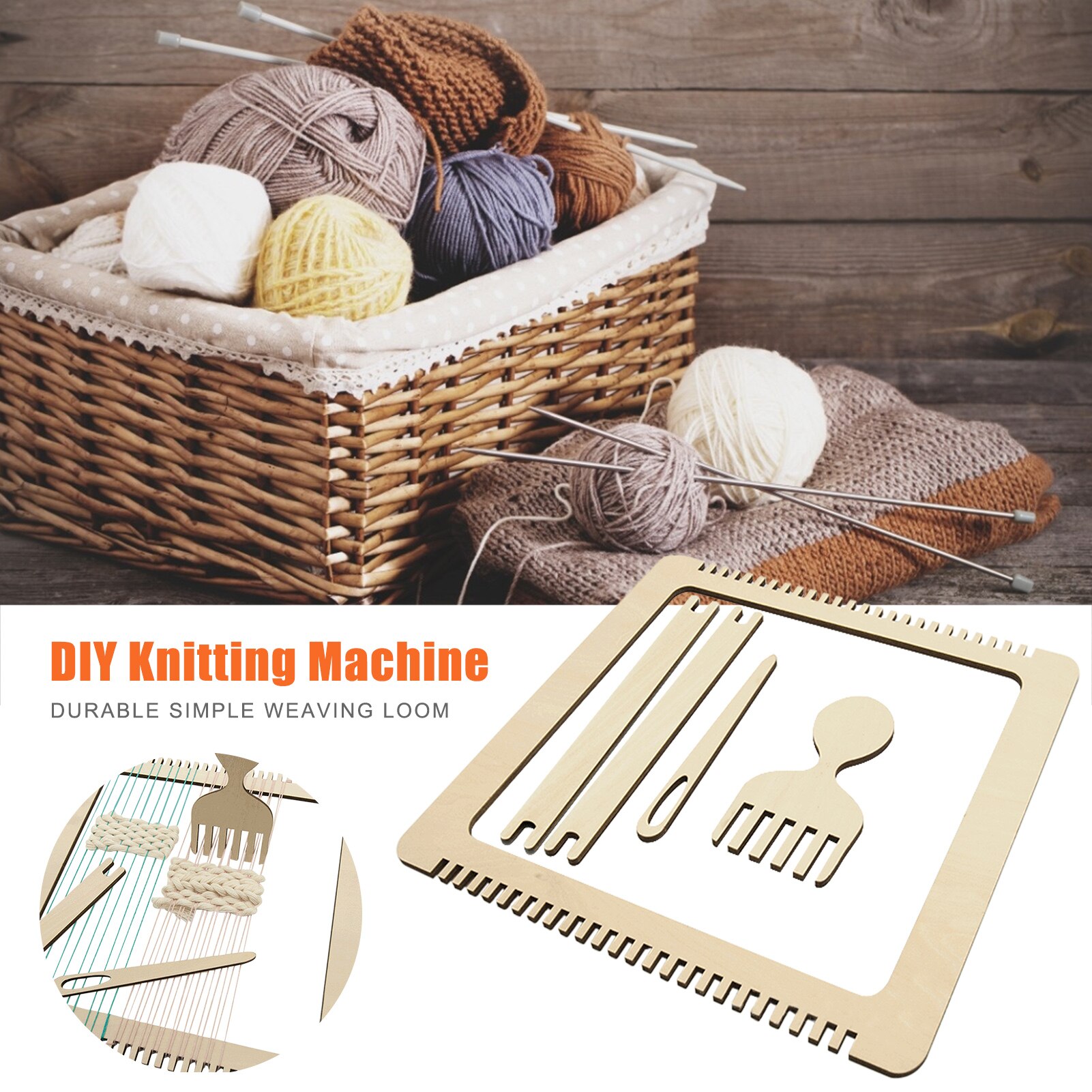 Wooden Tapestry Weaving Loom Kit Hand-Knitted Machine DIY Traditional Craft Yarn Hand Sewing Machine Home Waving Accessories