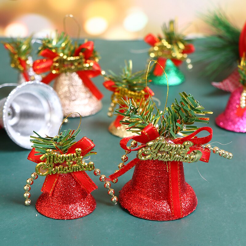 6Pcs/Box Christmas Bells Kit Hanging Ornament Mini Jingle Bells S/L Size Bells Xmas Tree Home Party Decoration