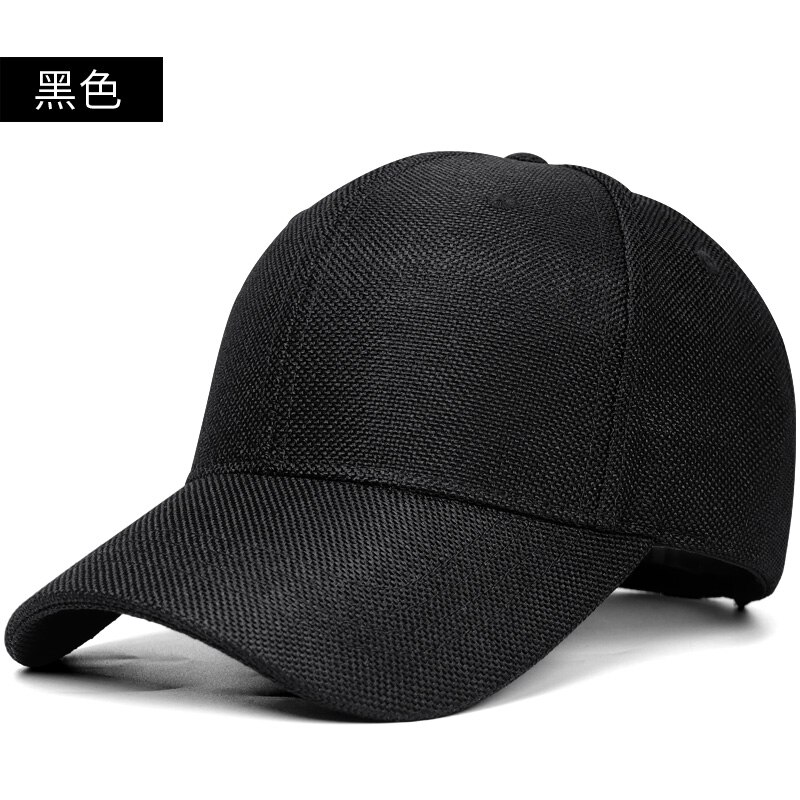 Cappelli da baseball in lino sintetico profondo di grandi dimensioni uomo estate all&#39;aperto berretto da sole fresco uomo cappellini snapback sportivi di grandi dimensioni 55-60cm 60-66cm: black / 60-66cm