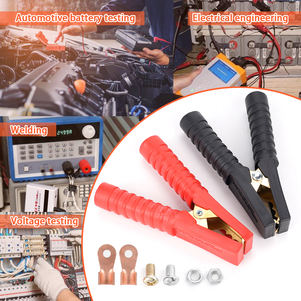 Terminal de pinzas de cocodrilo 500-1000A, conector de prueba de abrazadera de cocodrilo para batería eléctrica de coche de cobre para Cables de puente Boost, 2 uds.