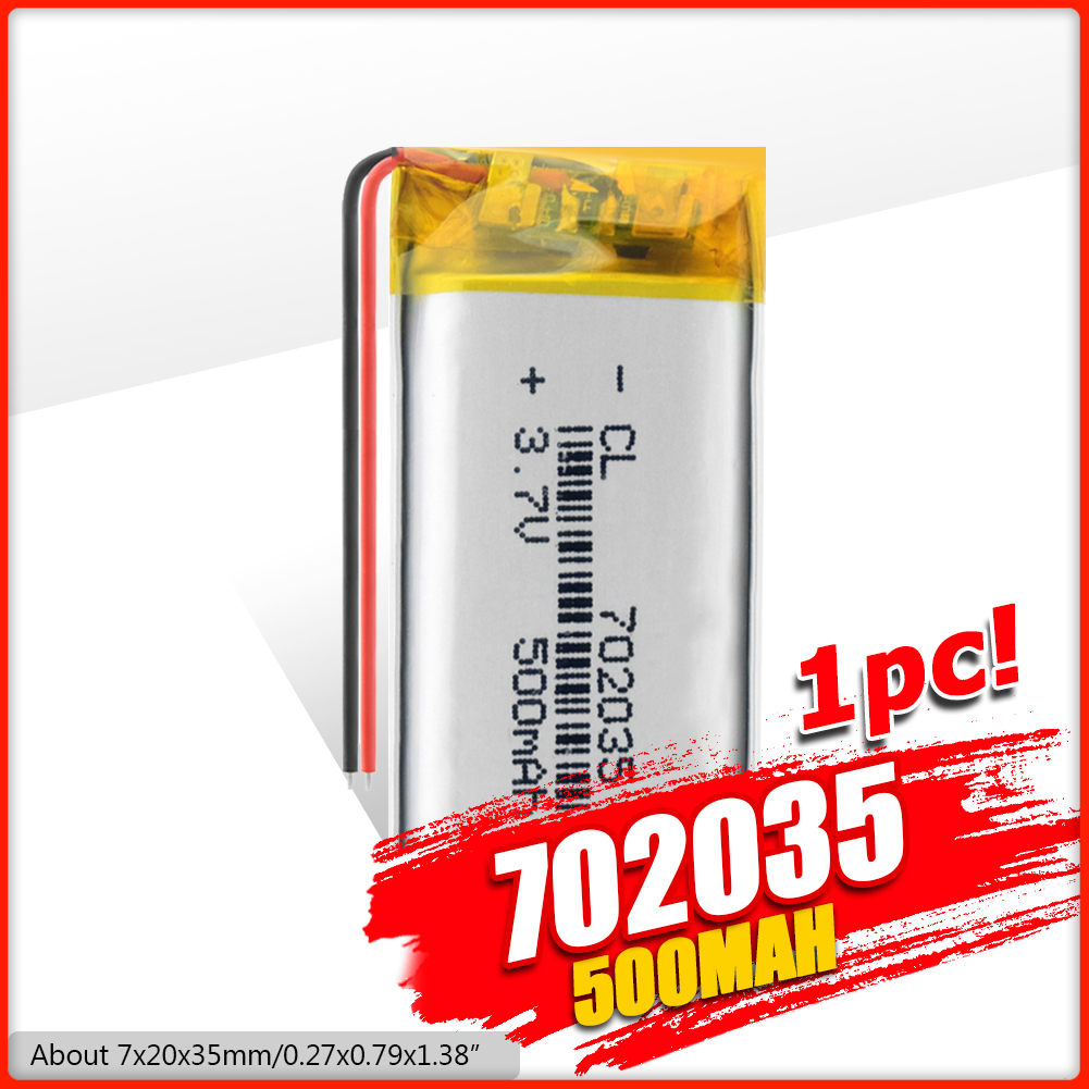 Batterie polymère Rechargeable 500 mah 3.7 V 702035 haut-parleurs MP3 maison intelligente batterie Li-ion pour dvr, GPS, mp3, mp4, batterie externe, haut-parleur